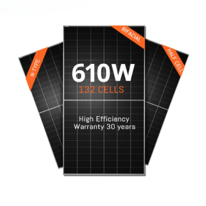 Tấm pin HJT 610 W (Mô-đun PV đơn nửa cell HJT hai mặt kính 610W 210mm 132 cell)